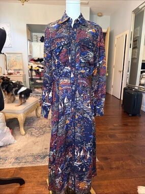 Oysho Navy Print Dress